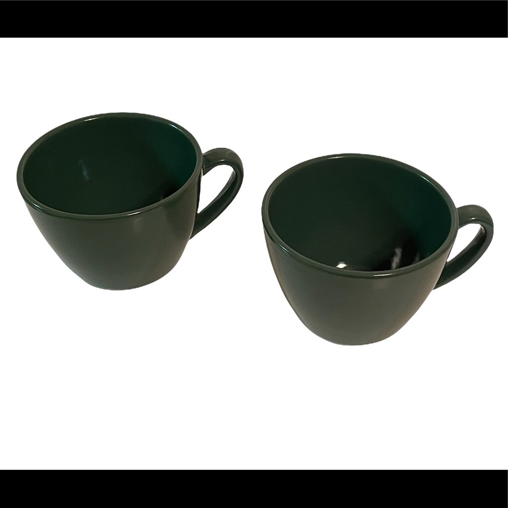 Two Dark Green Coffee Cups